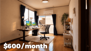 Home office in a small Japanese apartment costing $600 per month